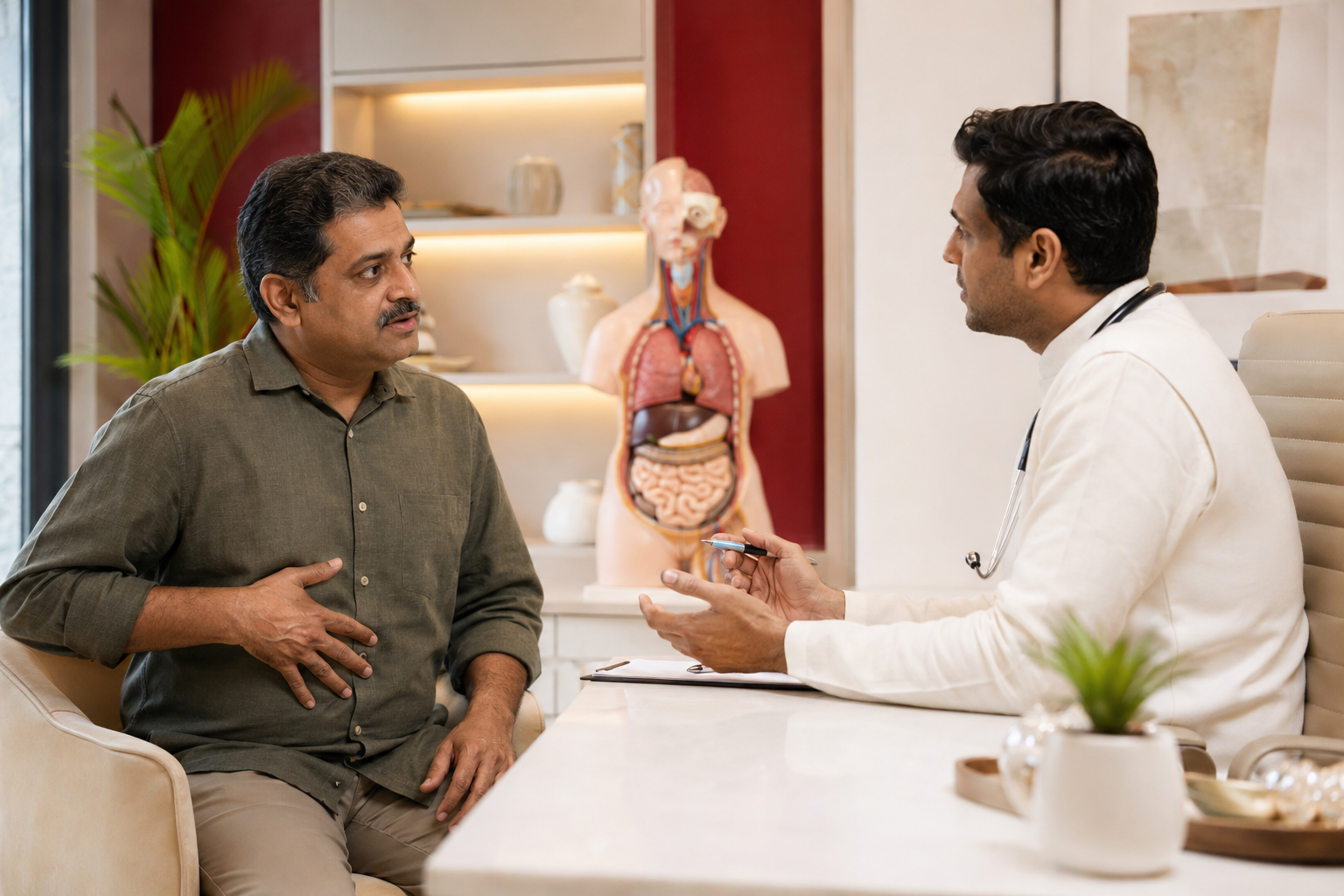 Indian patient receiving professional care for colitis