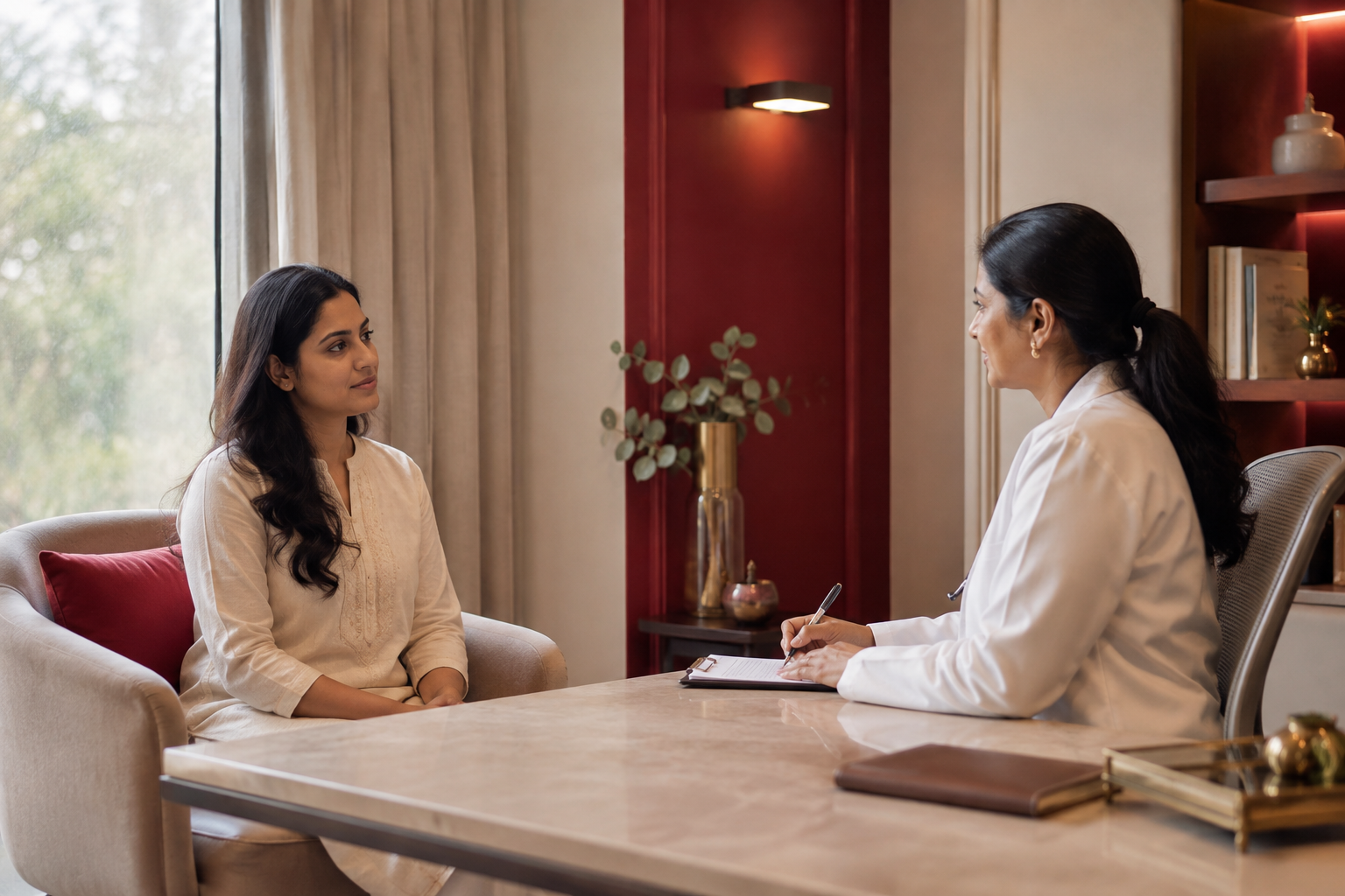Indian patient receiving professional care for depression